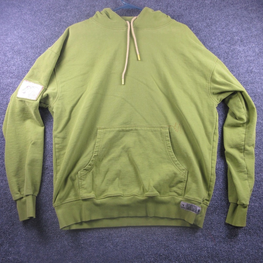 Goorin Bros Hoodie Mens Large Green GOAT Patch Kangaroo Pocket Fleece‎ Pullover